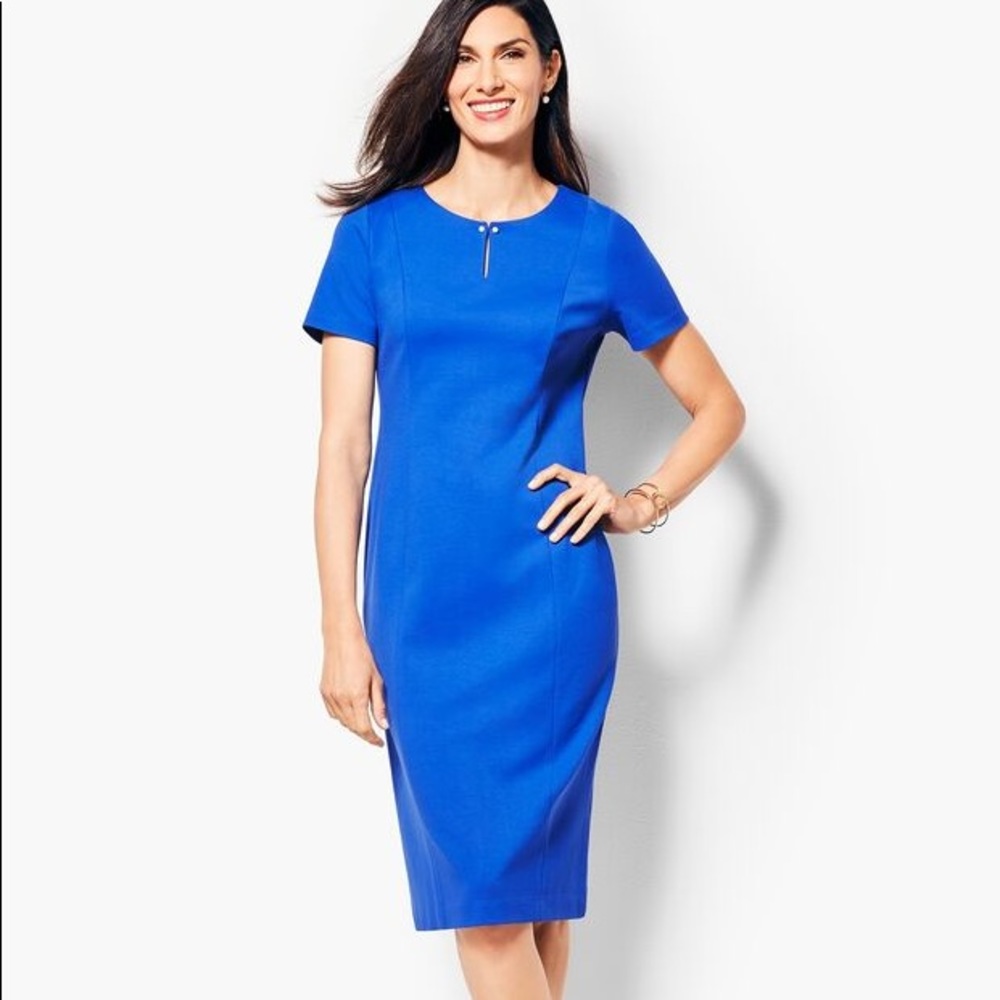 NWT Talbots Pearl-Clasp Knit Sheath Midi
